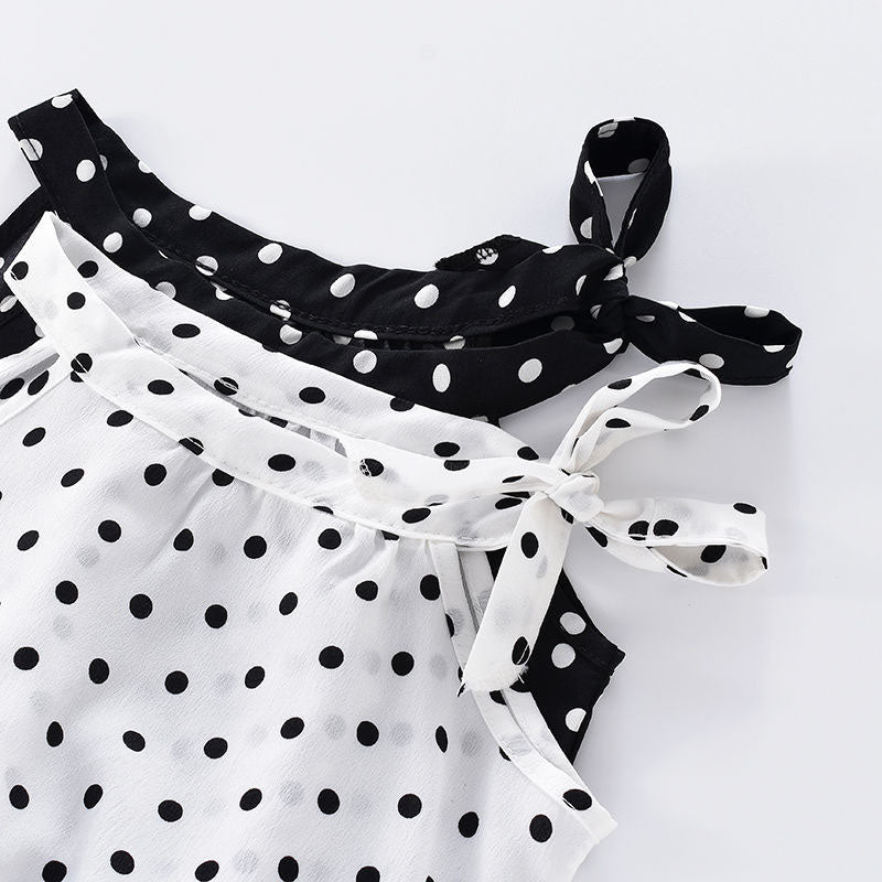 Summer Baby Girls Polka Dot Clothing Set with Chiffon