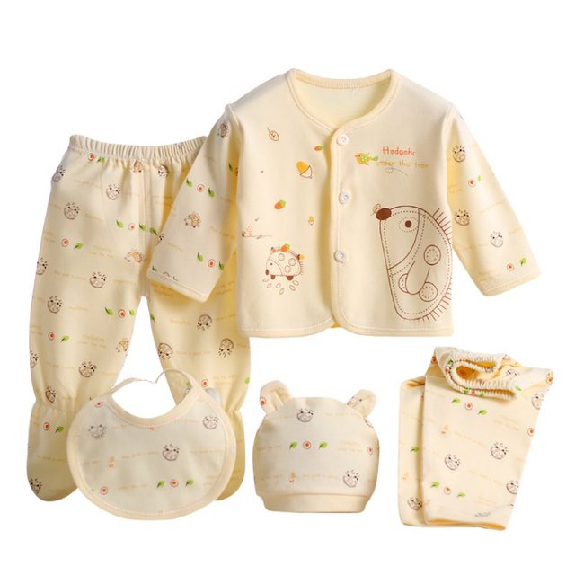 Newborn Baby Clothing Set – 5-Piece Soft Cotton Suit for 0–3 Months