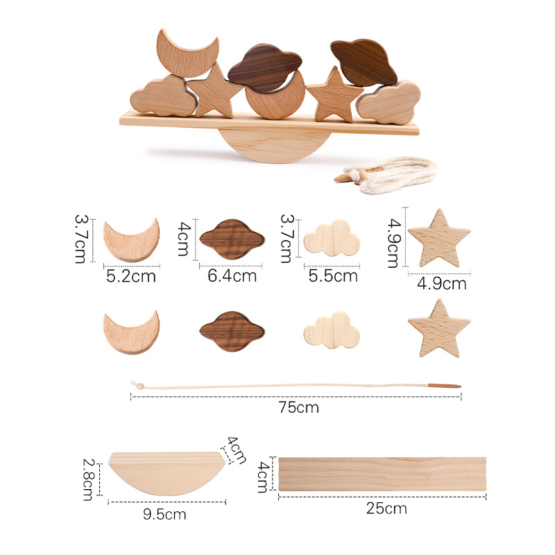 Jouet d'équilibre Montessori en bois à empiler animaux – Jouet éducatif pour bébé