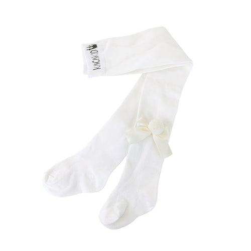 Collant Bébé Fille à Nœuds – Mélange de Coton Doux (Blanc)