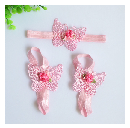 Ensemble d'accessoires pour bébé serre-tête floral et fleur de pied – 3 pièces