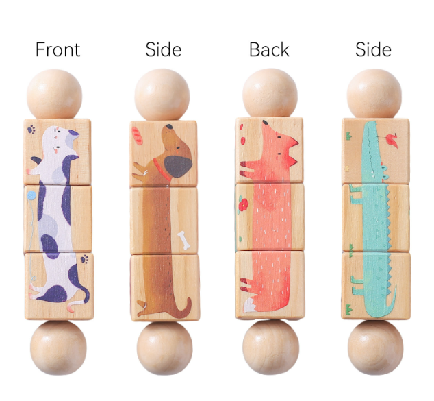 Puzzle en Bois Animaux Clochettes pour Enfants – Jouet Éducatif 2 en 1
