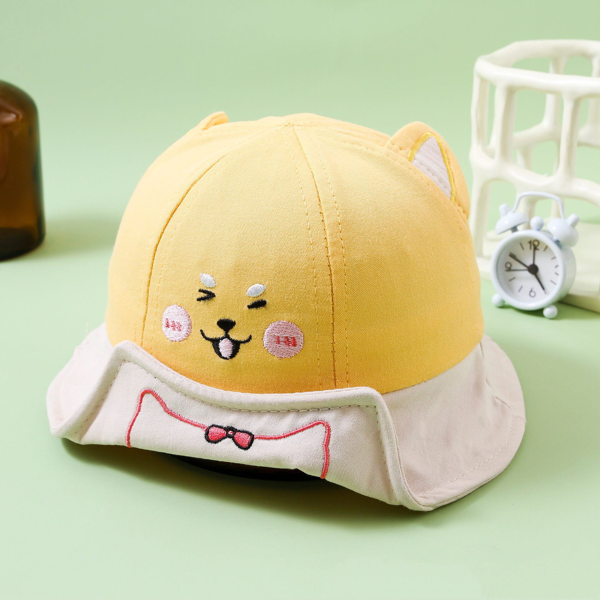 Chapeau bob bébé style dessin animé – Chapeau de soleil léger pour nourrissons et tout-petits