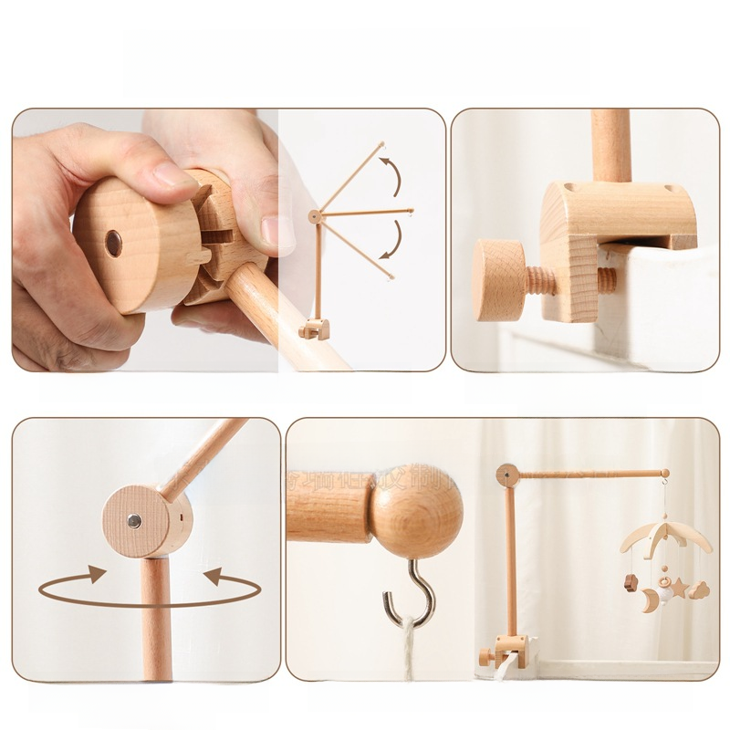 Wooden Baby Crib Mobile with Stand – Nursery Hanging Toy