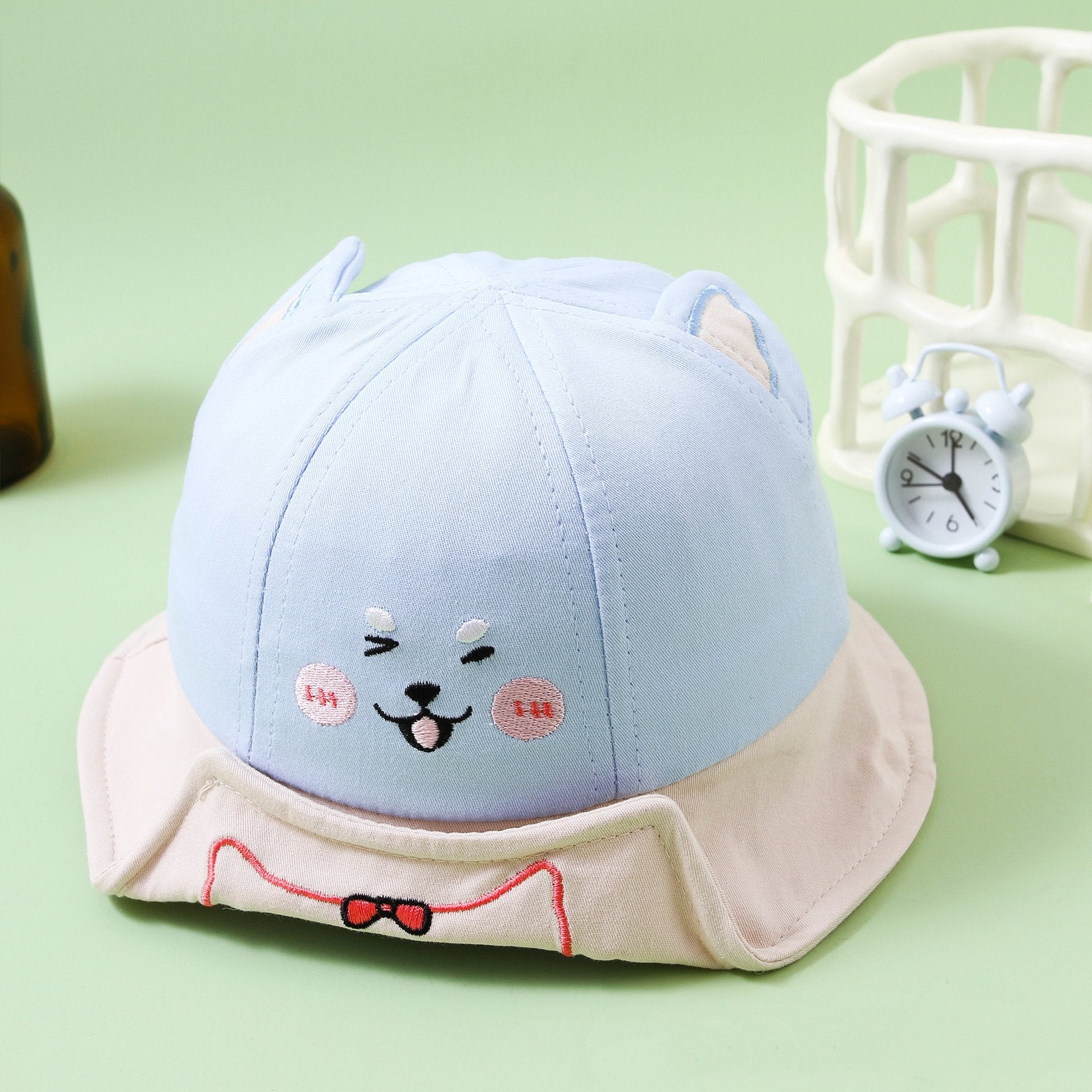 Chapeau bob bébé style dessin animé – Chapeau de soleil léger pour nourrissons et tout-petits