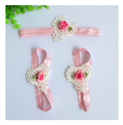 Ensemble d'accessoires pour bébé serre-tête floral et fleur de pied – 3 pièces