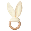 Crinkle Bunny Ears Wooden Teether – Natural Baby Teething Ring