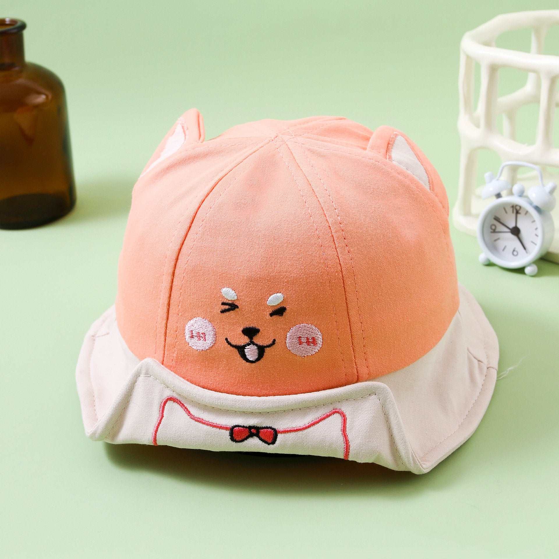 Chapeau bob bébé style dessin animé – Chapeau de soleil léger pour nourrissons et tout-petits