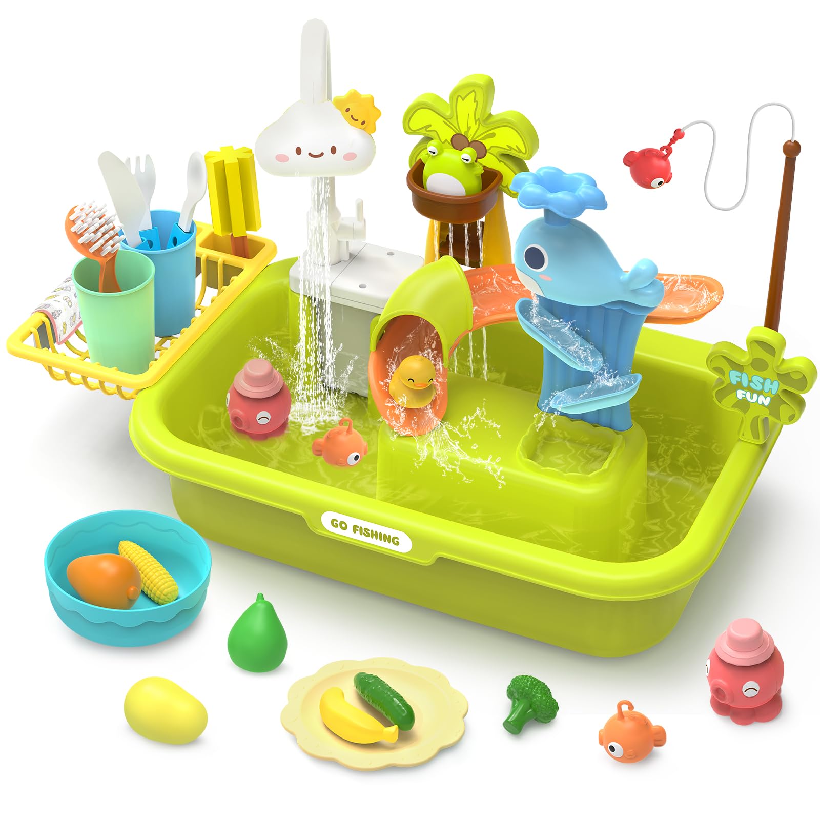 Kids Play Sink with Running Water – 3-in-1 Kitchen & Water Toy