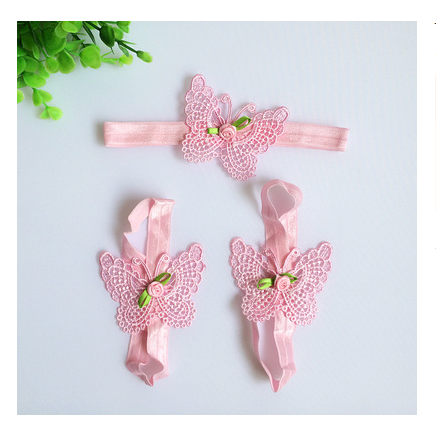Ensemble d'accessoires pour bébé serre-tête floral et fleur de pied – 3 pièces