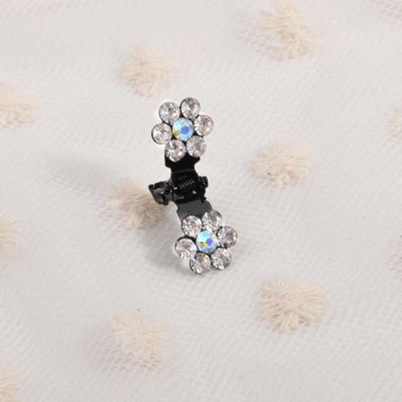 Mini pinces à cheveux – Pinces coréennes en forme de fleur avec diamants (lot de 12)