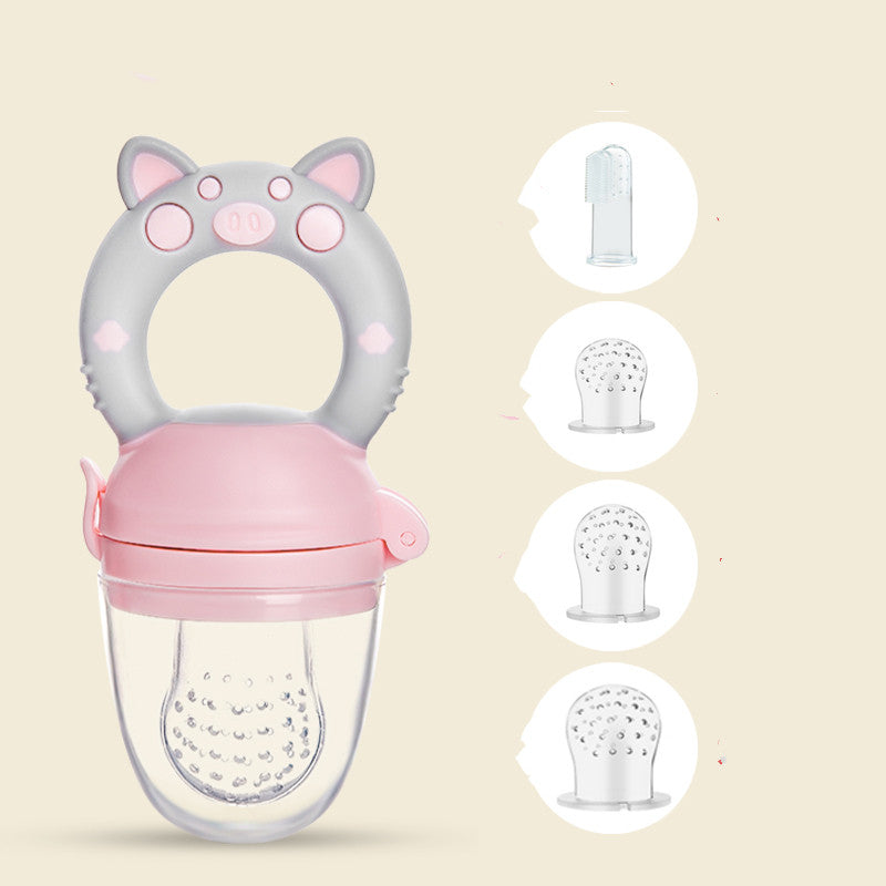 Anneau de dentition et pochette d'alimentation en silicone pour bébé – Distributeur de snacks sécurisé