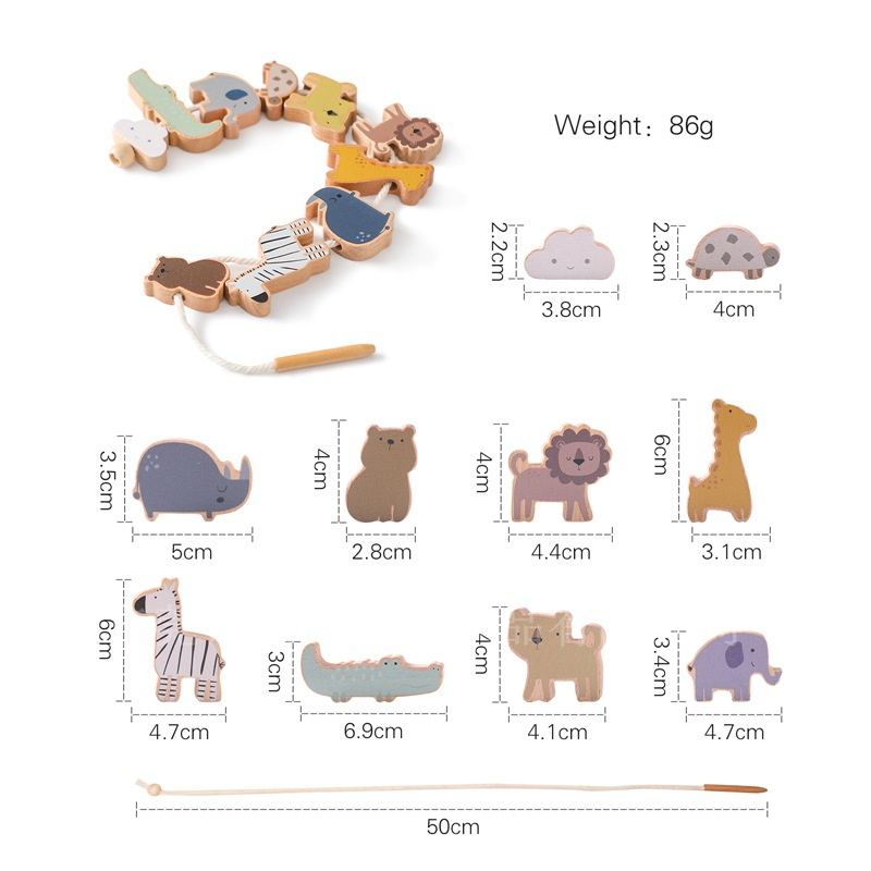 Jouet d'équilibre Montessori en bois à empiler animaux – Jouet éducatif pour bébé