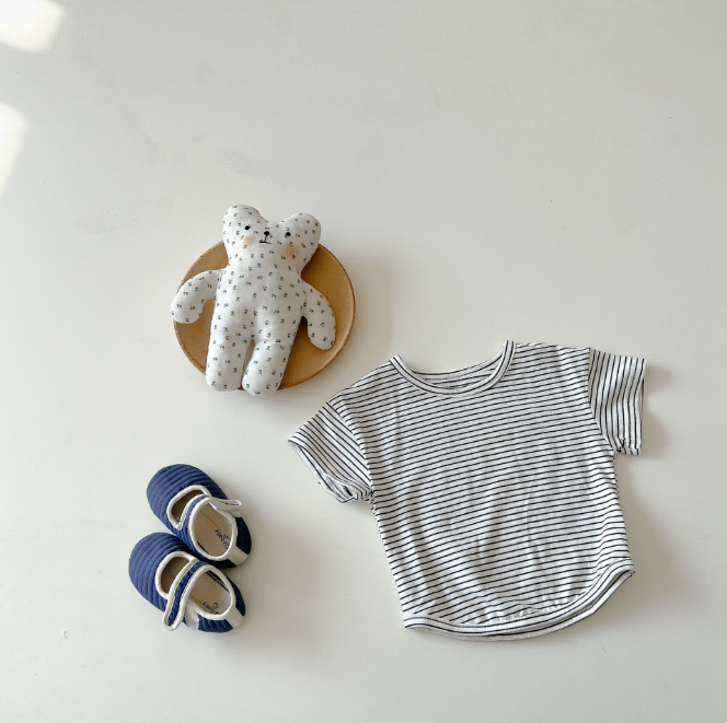 Ensemble d'été pour petites filles – T-shirt rayé et deux pièces en jean