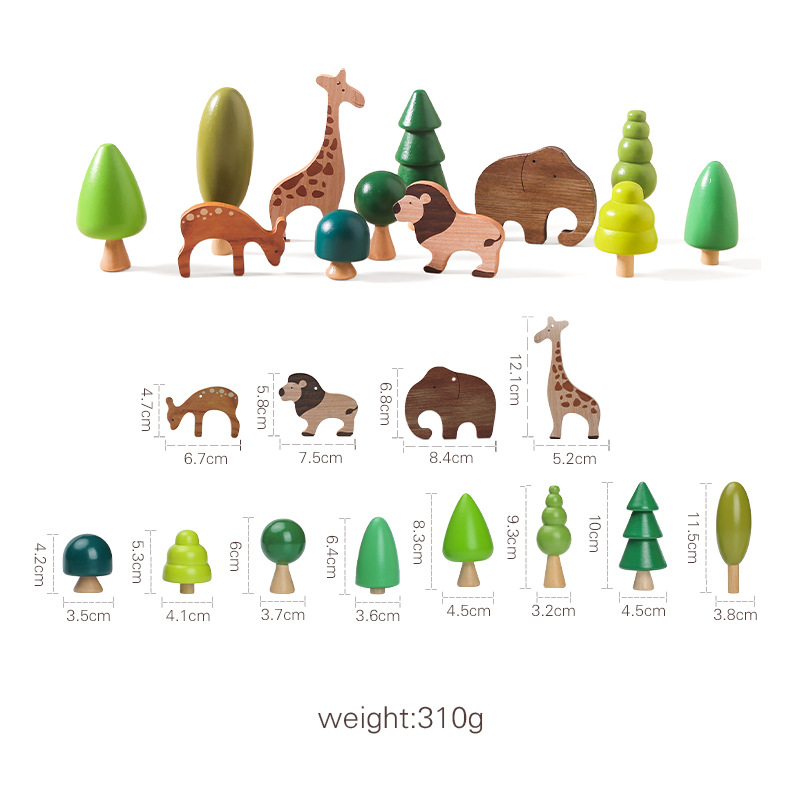 Jouet d'équilibre Montessori en bois à empiler animaux – Jouet éducatif pour bébé