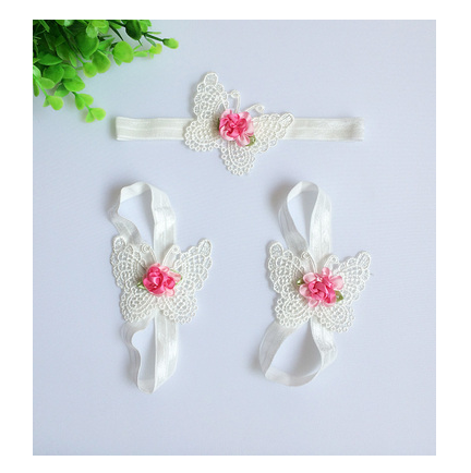 Ensemble d'accessoires pour bébé serre-tête floral et fleur de pied – 3 pièces