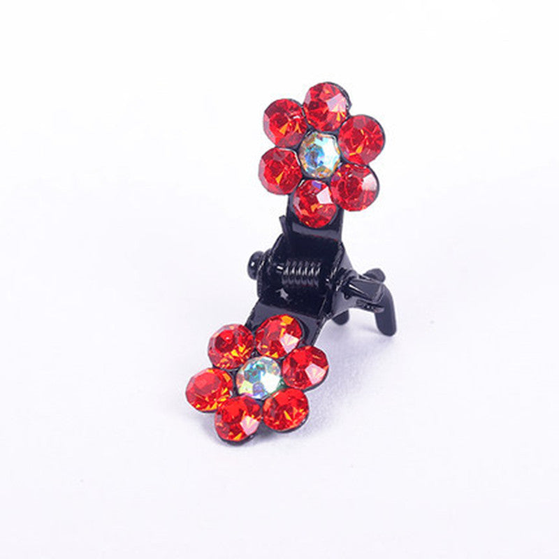 Mini Baby Hair Clips – Korean Diamond Flower Clips (12 Pack)