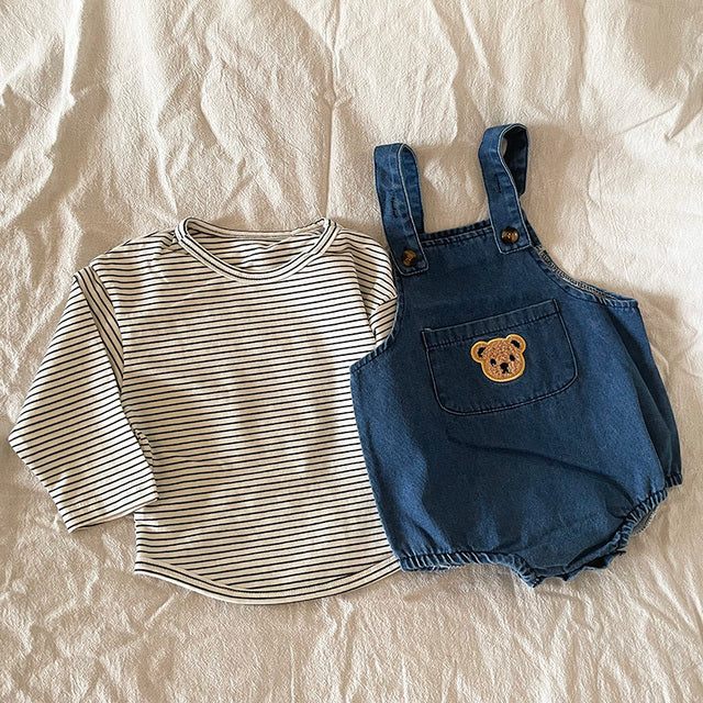 Summer Baby Clothing Set: Toddler Girls' Tee & Denim