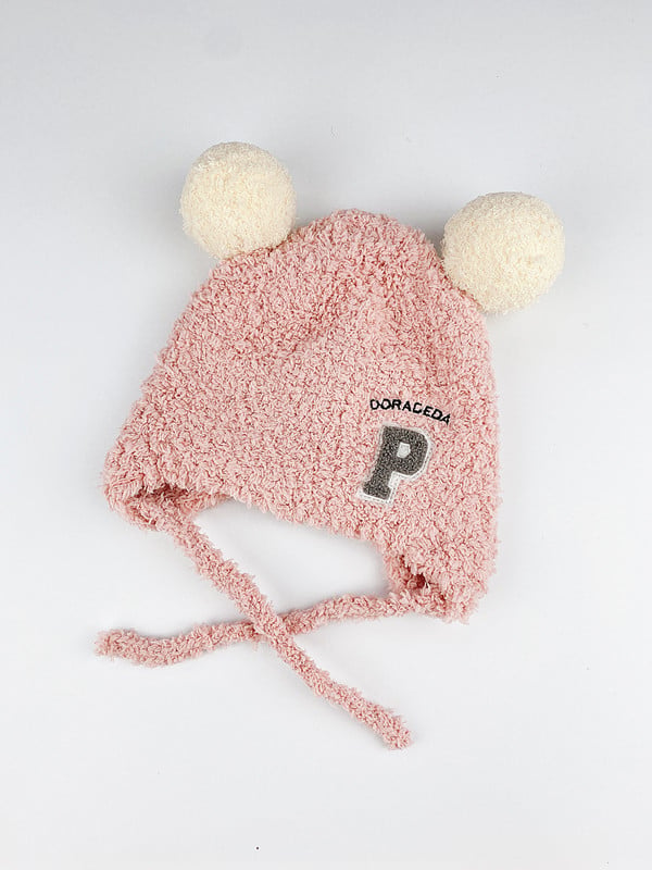 Bonnet bébés pompon en peluche – Bonnet doux en laine d'agneau pour 0-24 mois
