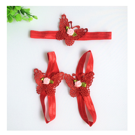 Ensemble d'accessoires pour bébé serre-tête floral et fleur de pied – 3 pièces