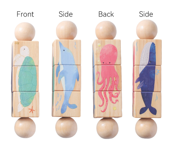 Puzzle en Bois Animaux Clochettes pour Enfants – Jouet Éducatif 2 en 1