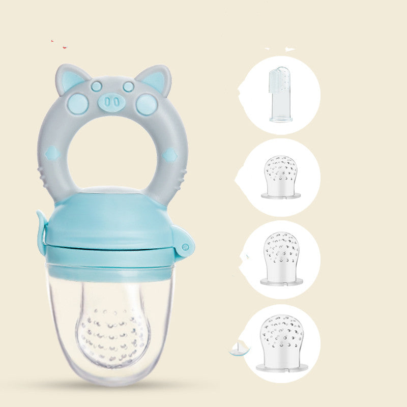 Anneau de dentition et pochette d'alimentation en silicone pour bébé – Distributeur de snacks sécurisé