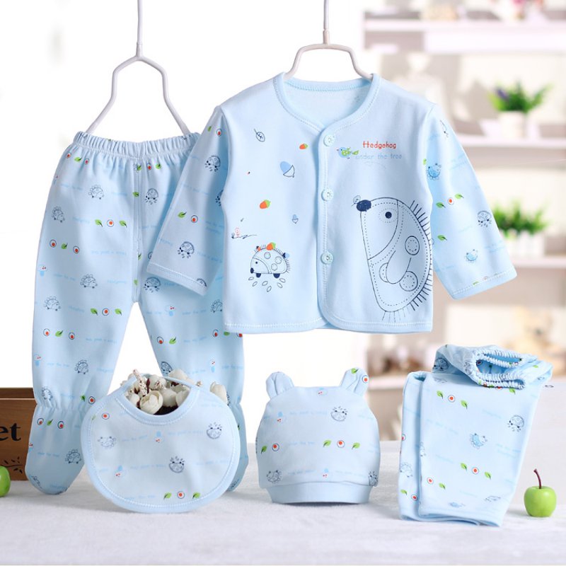 Newborn Baby Clothing Set – 5-Piece Soft Cotton Suit for 0–3 Months