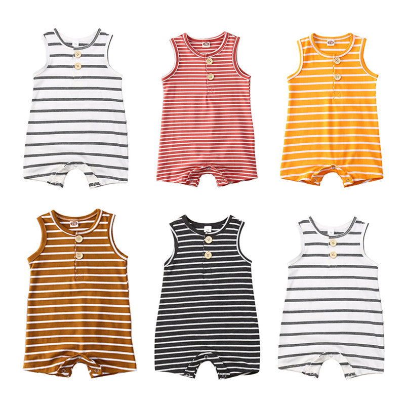 Baby Boy Striped Romper – Cute Summer Jumpsuit for 6–24 Months