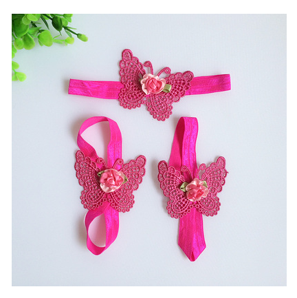 Ensemble d'accessoires pour bébé serre-tête floral et fleur de pied – 3 pièces