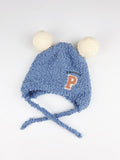 Bonnet bébés pompon en peluche – Bonnet doux en laine d'agneau pour 0-24 mois