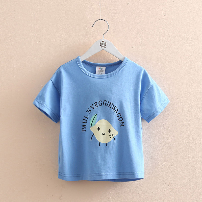 T-shirt en coton à manches courtes pour filles – Haut d'été coloré pour les tout-petits