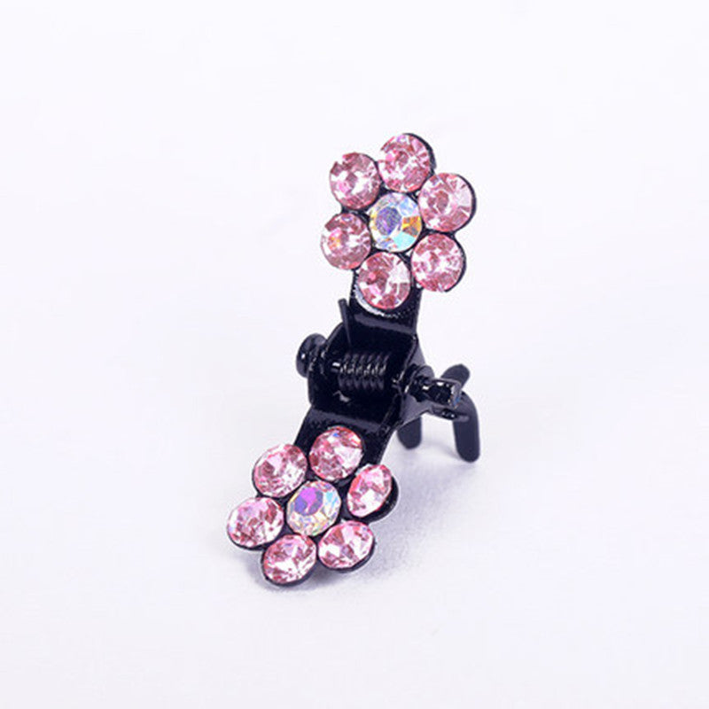 Mini pinces à cheveux – Pinces coréennes en forme de fleur avec diamants (lot de 12)