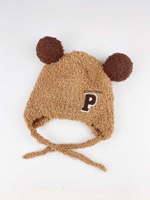 Bonnet bébés pompon en peluche – Bonnet doux en laine d'agneau pour 0-24 mois