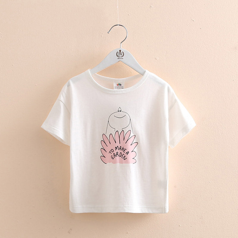 T-shirt en coton à manches courtes pour filles – Haut d'été coloré pour les tout-petits