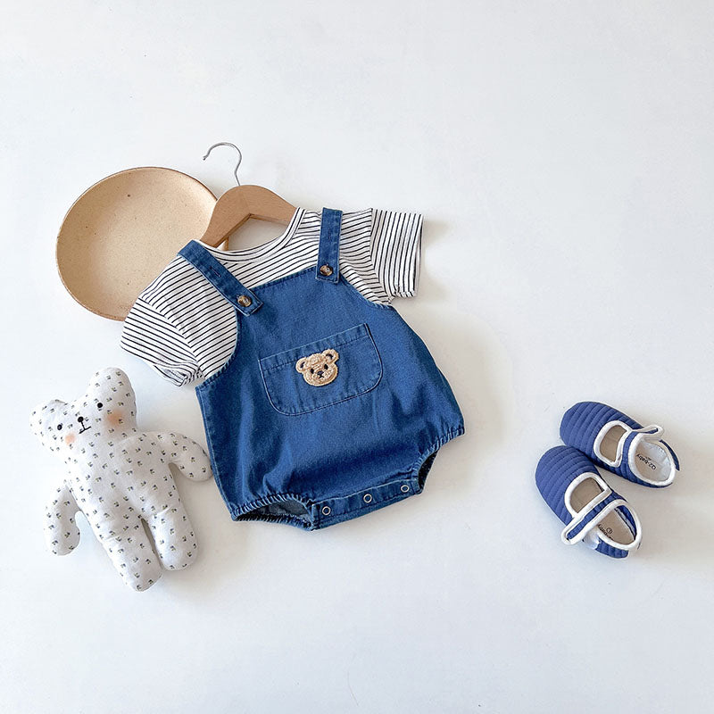 Summer Baby Clothing Set: Toddler Girls' Tee & Denim