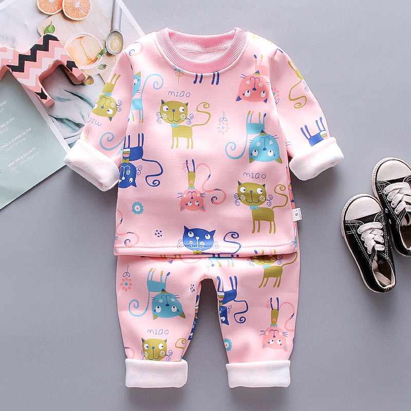 Ensemble de vêtements chauds pour bébé et tout-petit – Haut à manches longues et pantalon en polaire (1-3 ans)