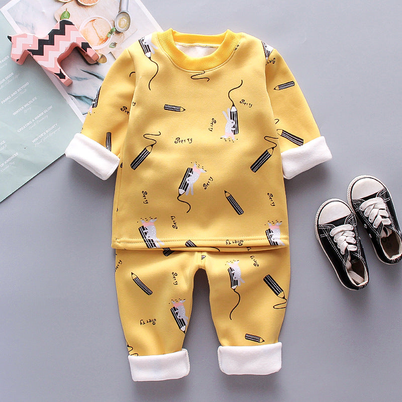 Ensemble de vêtements chauds pour bébé et tout-petit – Haut à manches longues et pantalon en polaire (1-3 ans)