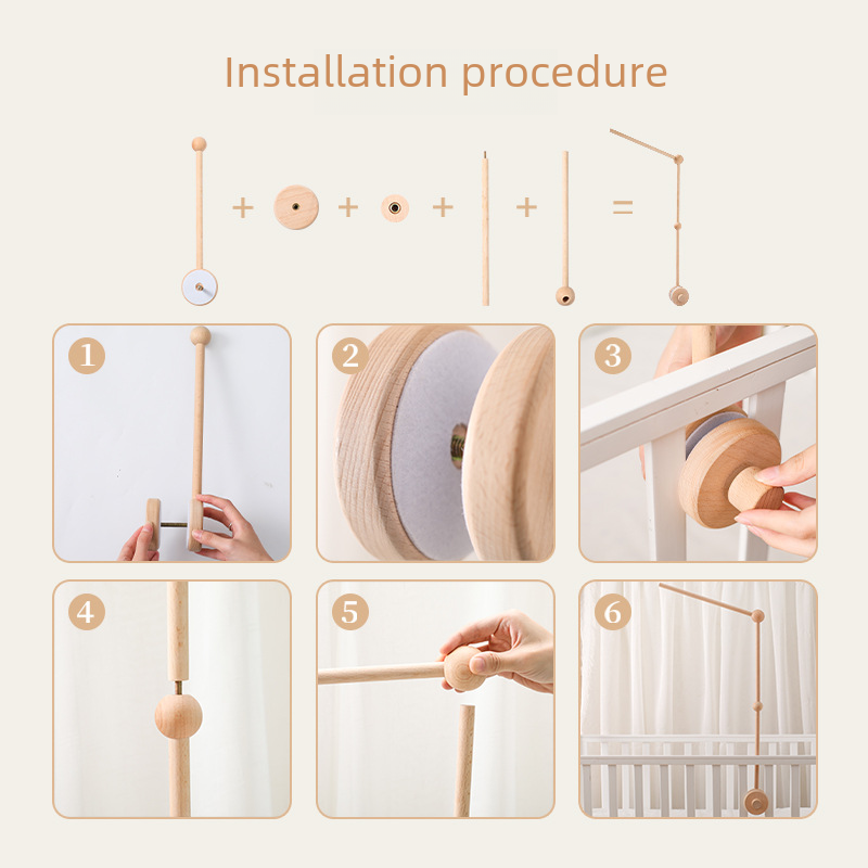 Wooden Baby Crib Mobile with Stand – Nursery Hanging Toy