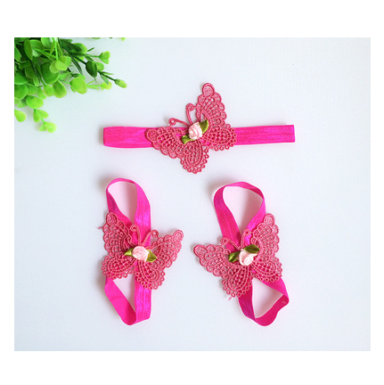 Ensemble d'accessoires pour bébé serre-tête floral et fleur de pied – 3 pièces