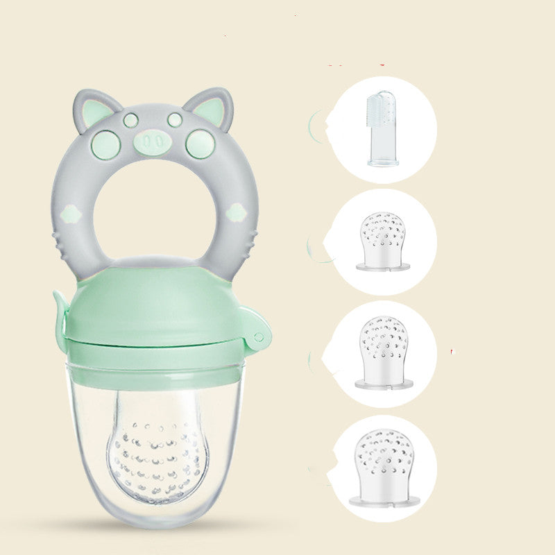 Anneau de dentition et pochette d'alimentation en silicone pour bébé – Distributeur de snacks sécurisé