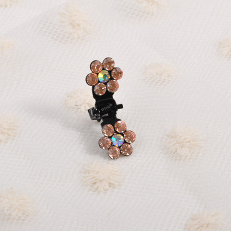 Mini pinces à cheveux – Pinces coréennes en forme de fleur avec diamants (lot de 12)