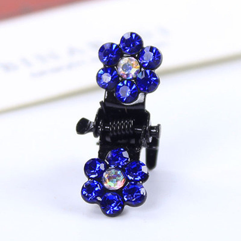 Mini pinces à cheveux – Pinces coréennes en forme de fleur avec diamants (lot de 12)