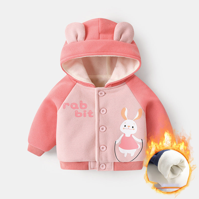 Baby Fleece Hooded Jacket – Warm Winter Coat for Boys & Girls (Ages 0–3)