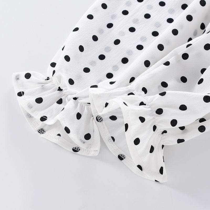 Summer Baby Girls Polka Dot Clothing Set with Chiffon