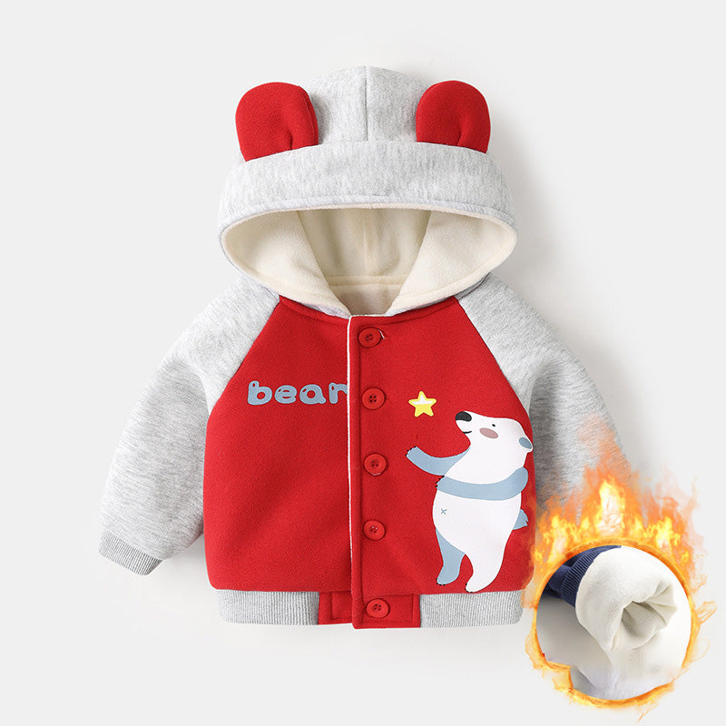 Baby Fleece Hooded Jacket – Warm Winter Coat for Boys & Girls (Ages 0–3)