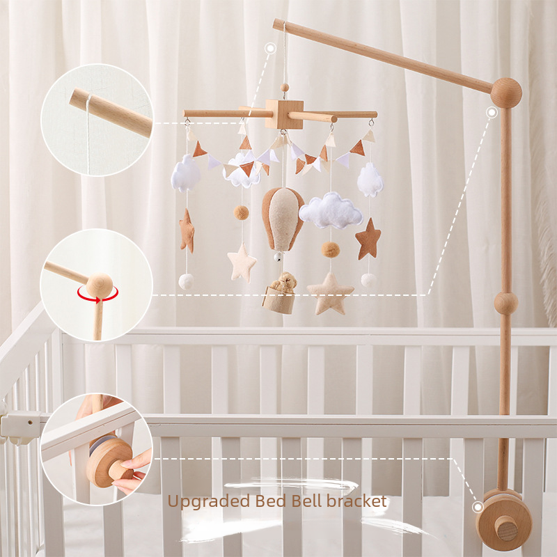 Wooden Baby Crib Mobile with Stand – Nursery Hanging Toy