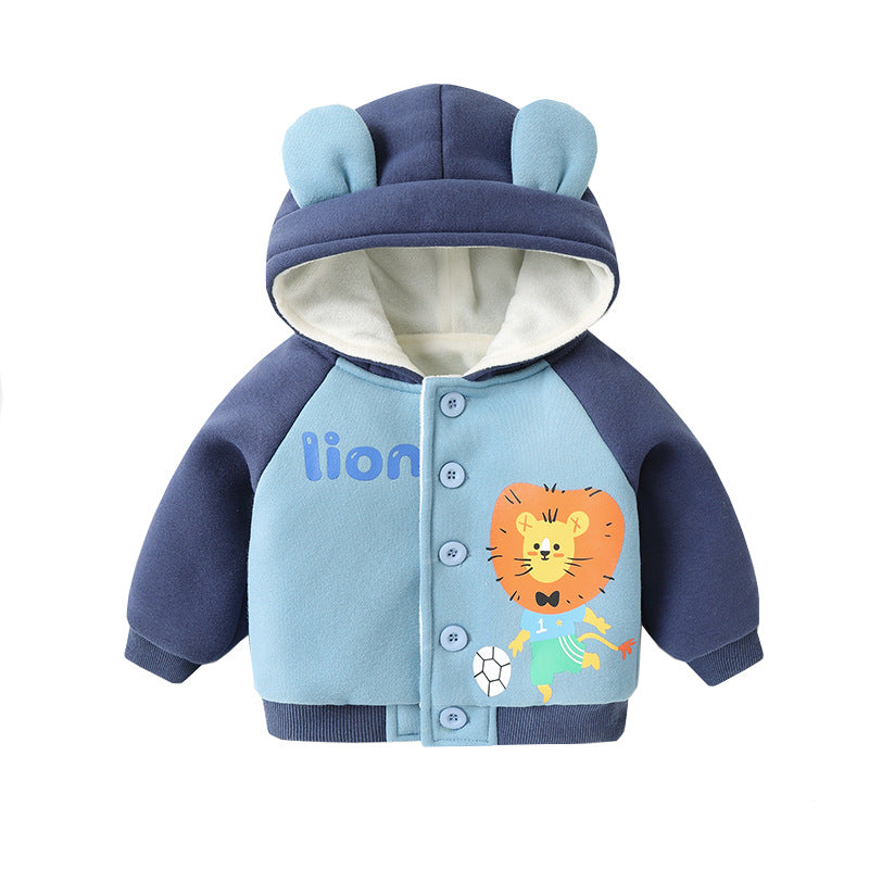 Baby Fleece Hooded Jacket – Warm Winter Coat for Boys & Girls (Ages 0–3)
