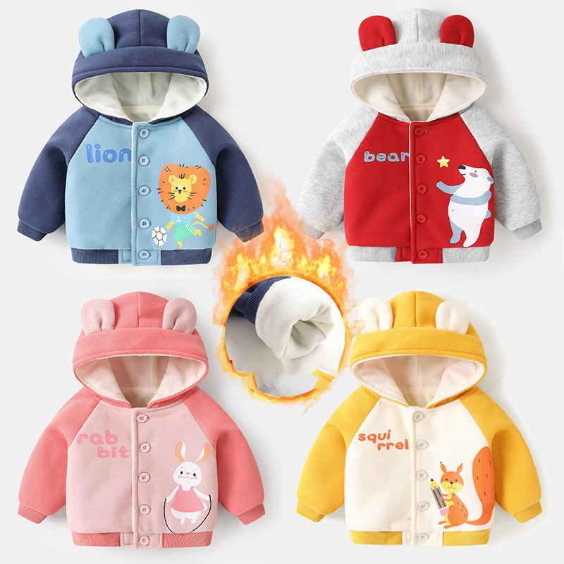 Baby Fleece Hooded Jacket – Warm Winter Coat for Boys & Girls (Ages 0–3)