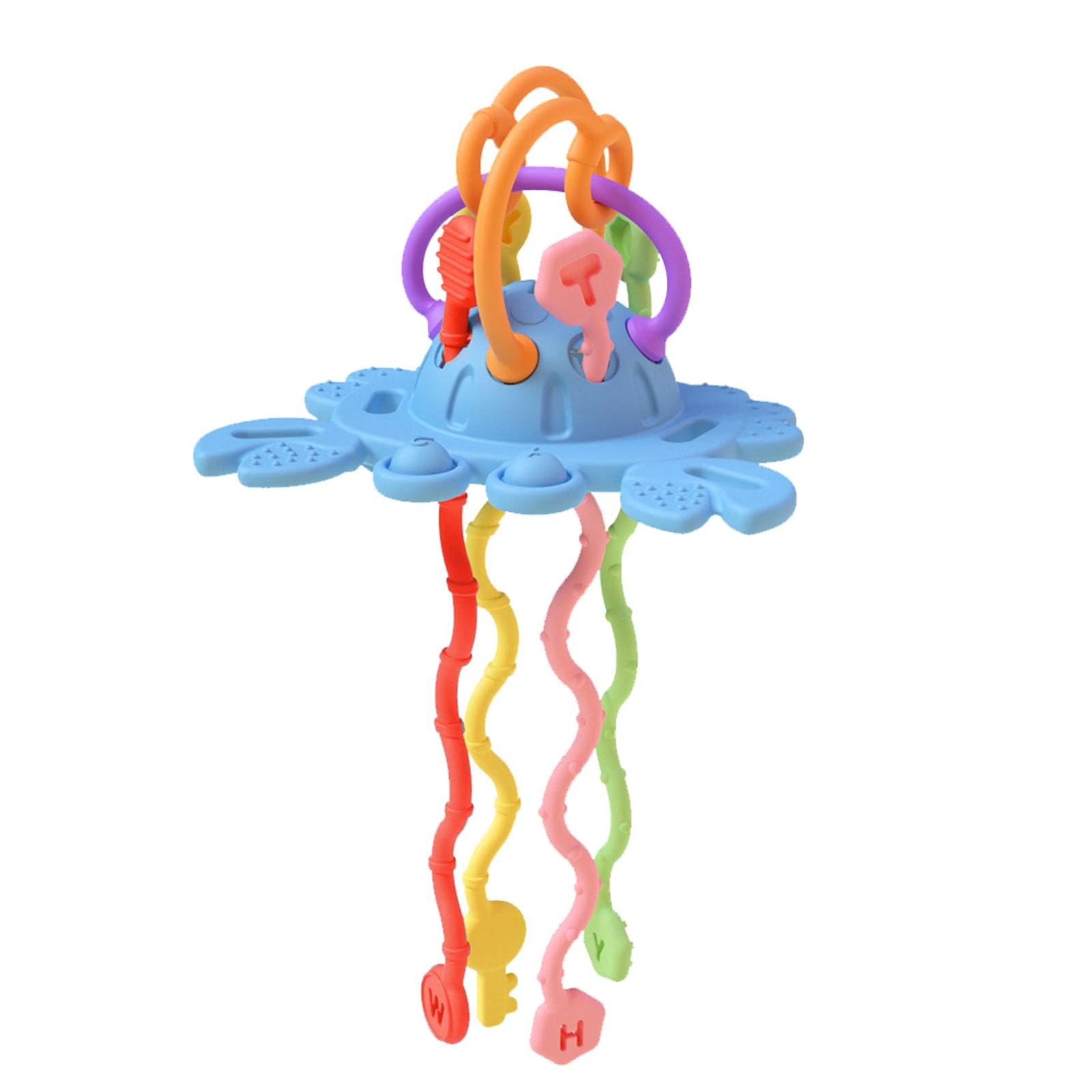 Montessori Pull String Teething Toy – Silicone Sensory Toy for 6–12 Months